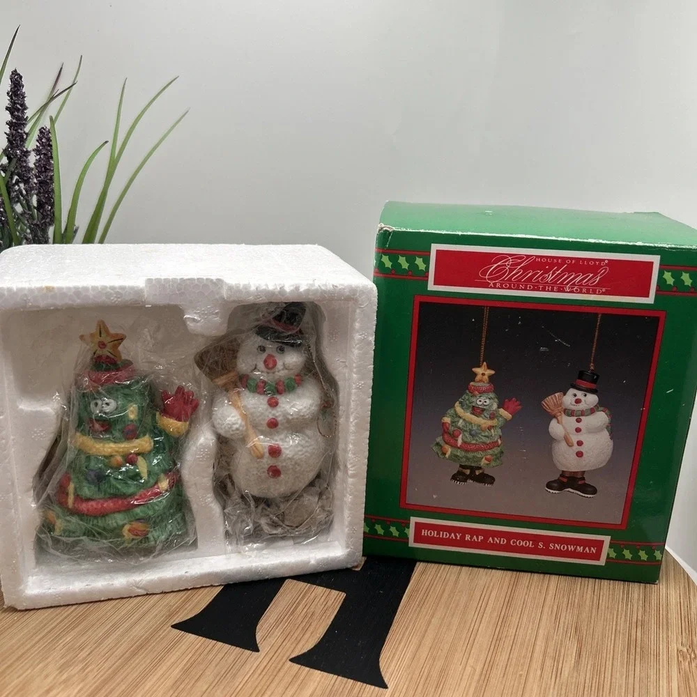 Christmas Ornaments Set Of 2 Snowman & Christmas Tree Christmas Around the World - Picture 1 of 9